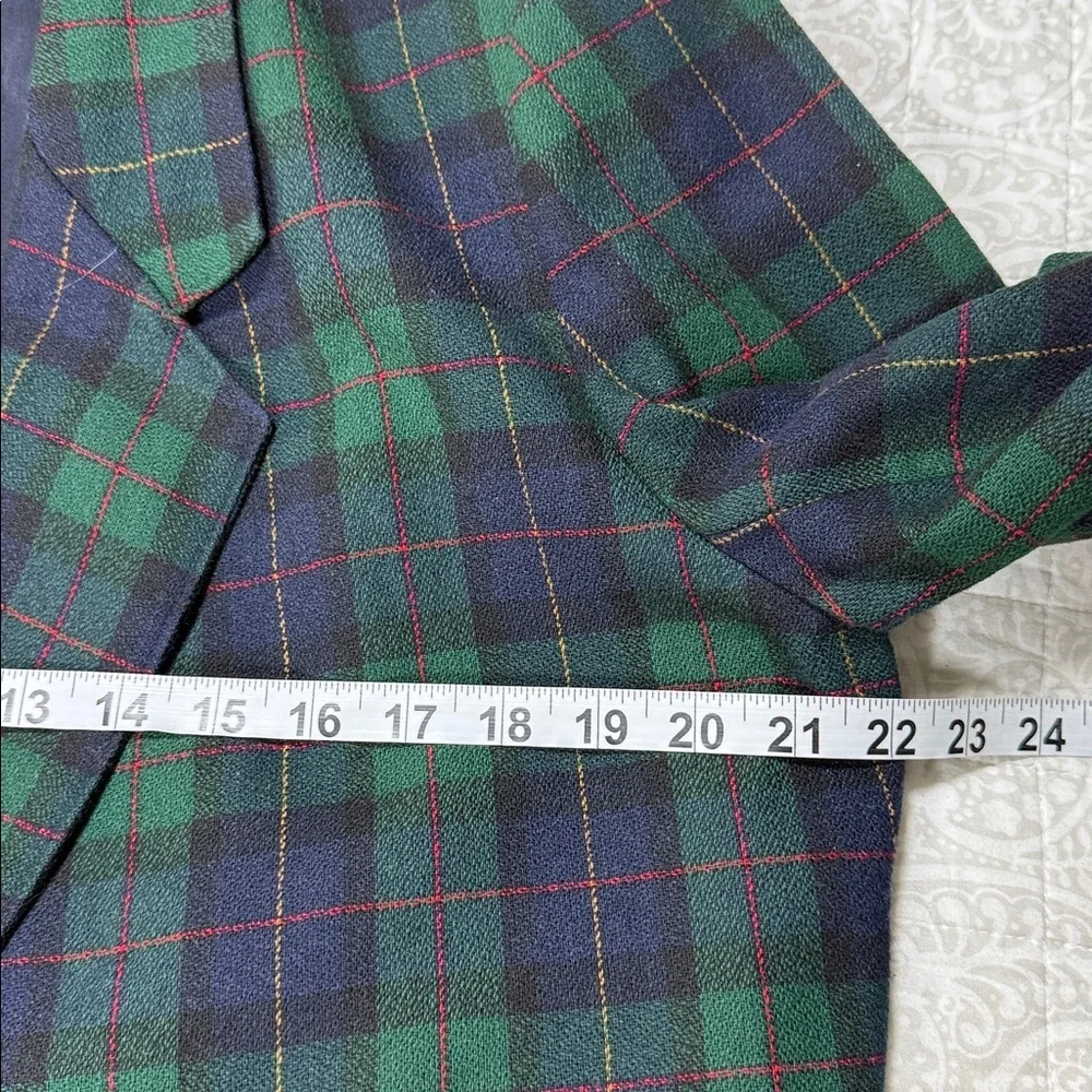 Vintage Alfred Dunner Wool Black Watch Tartan Plaid Blazer Preppy 12P